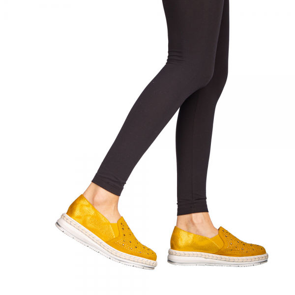 Γυναικεία casual παπούτσια  Celya κίτρινα, 4 - Kalapod.gr